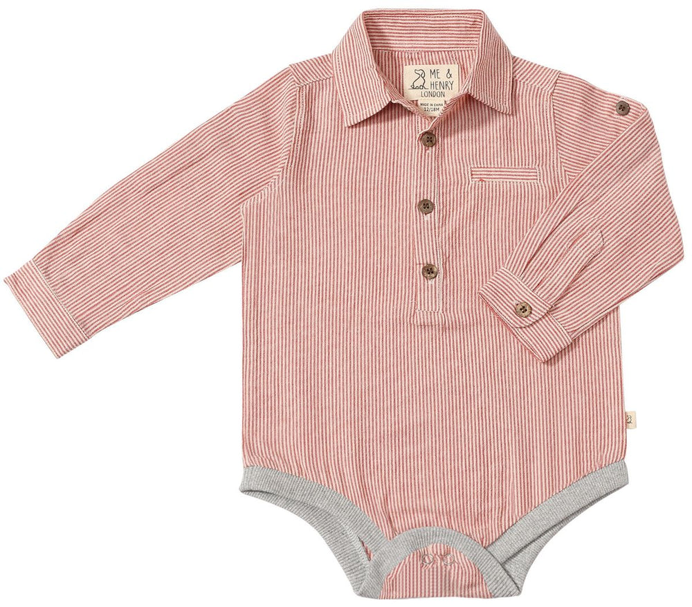 Jasper Woven Onesie | Red Micro Stripe | Me & Henry