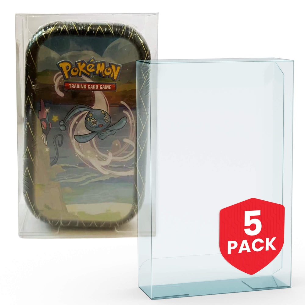 EVORETRO Display Case Protector for Pokemon Small Tin - 8x2.8x12.5 cm, Pack of 5