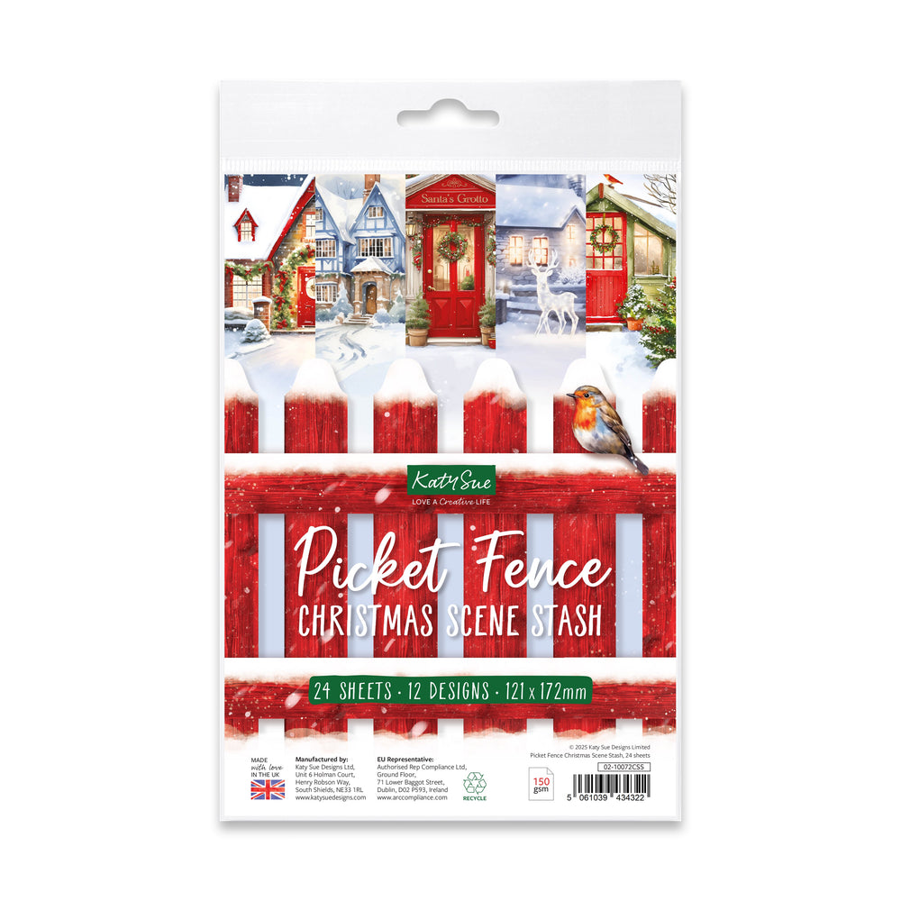 Katy Sue Picket Fence Christmas Scene Stash, 24 sheets — Ecstasy Crafts