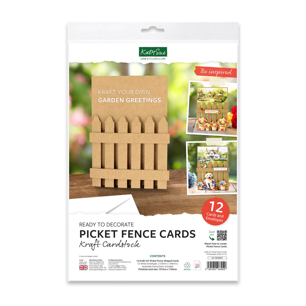 Cartes et enveloppes Kraft « Picket Fence » 5x7, paquet de 12