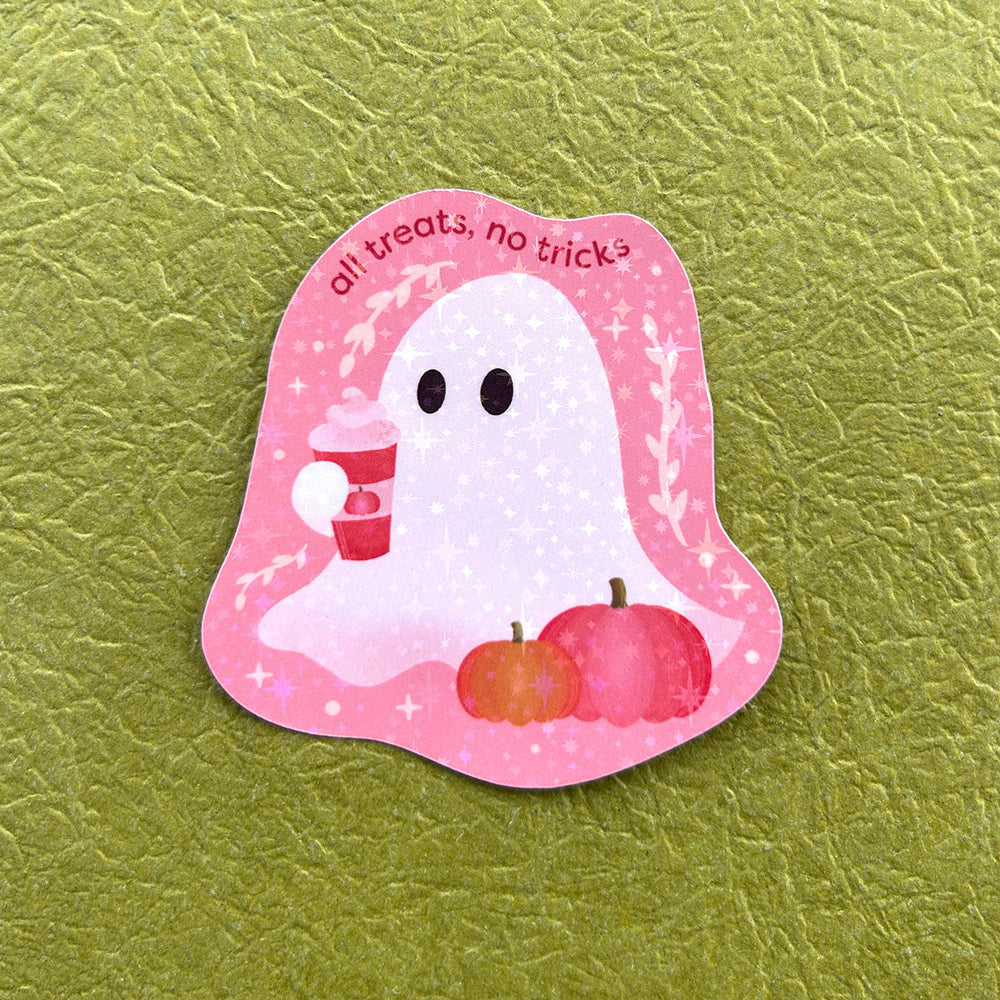 All Treats No Tricks | Ghost Sticker — Cheeky Peach Designs