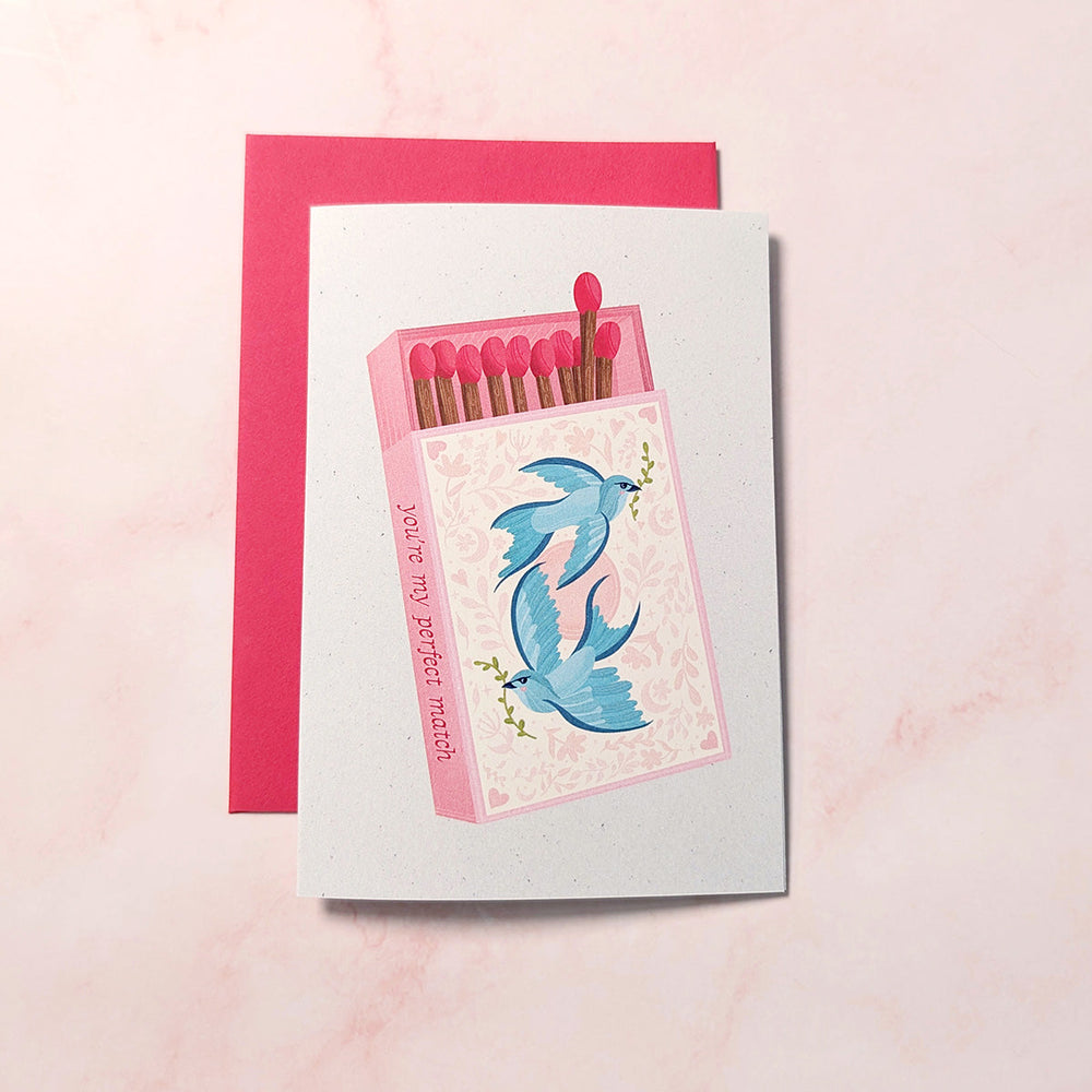 Tu es mon match parfait | Mini carte de vœux Moineau