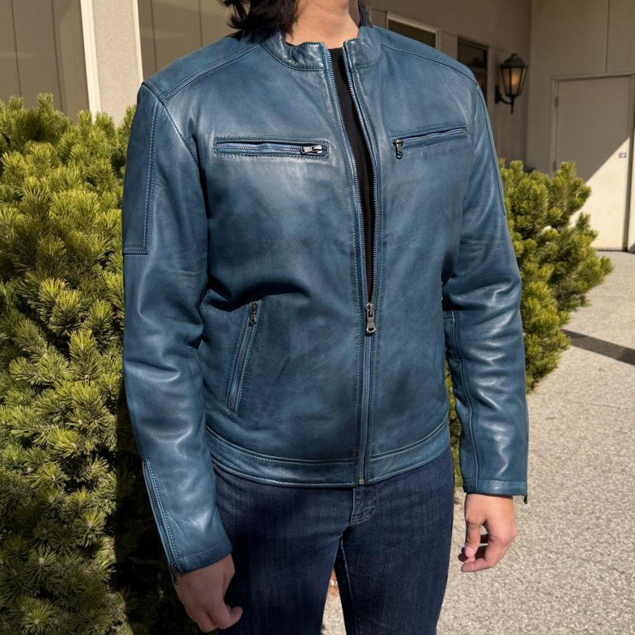 Blouson BOL en cuir d'agneau huilé pour homme