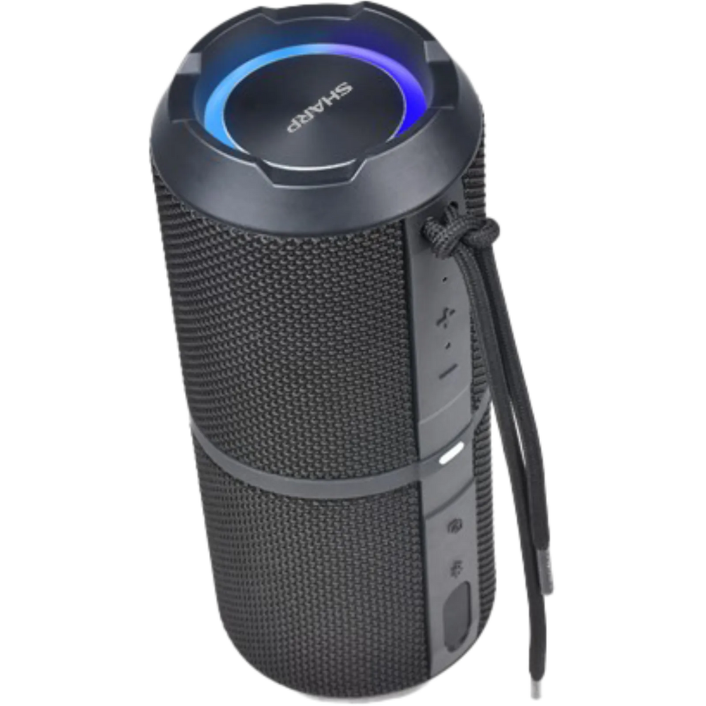 Sharp GX-BT290-BK Crystal Clear Series Portable Bluetooth Speaker - 32W, IP67 Waterproof with RGB Lights, Black