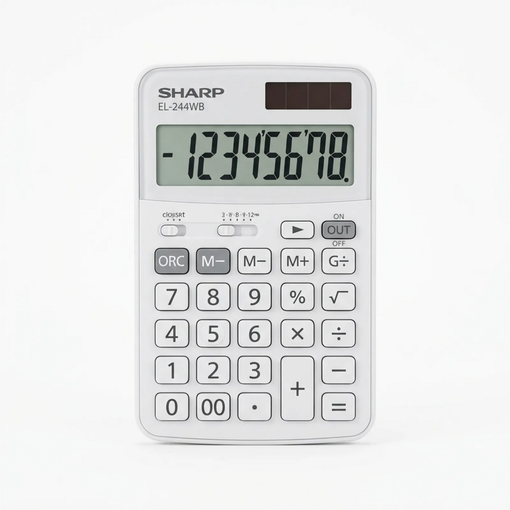 Sharp EL244WB Professional Pocket Calculator – 8-Digit Extra-Large Display & Twin-Power
