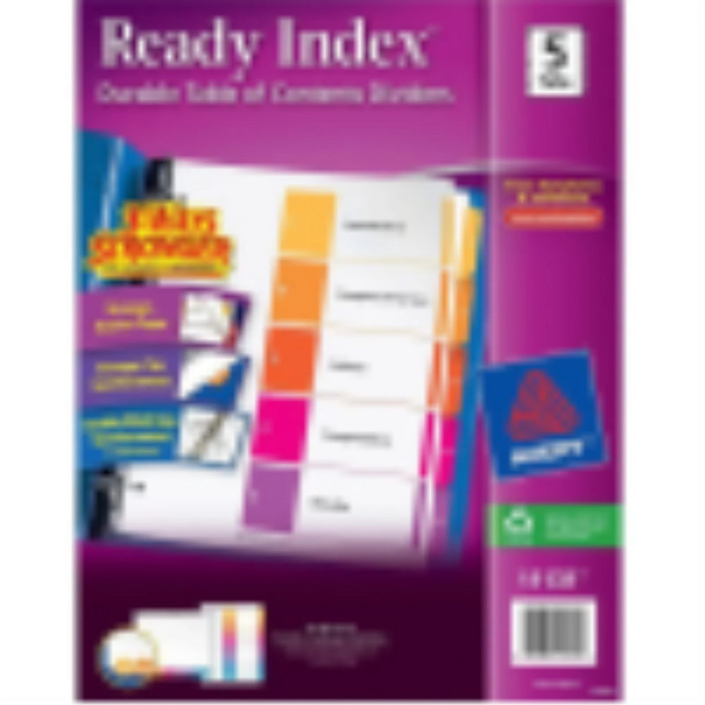 11131 READY INDEX TABLE OF CONTENTS DIVIDERS, 5 TAB, 1 SET,