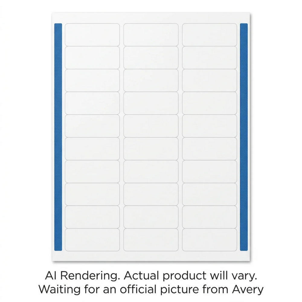 Laser Waterproof Labels, 1" x 2?", Permanent, White, 50 sheets/pkg, 1500 labels/pkg