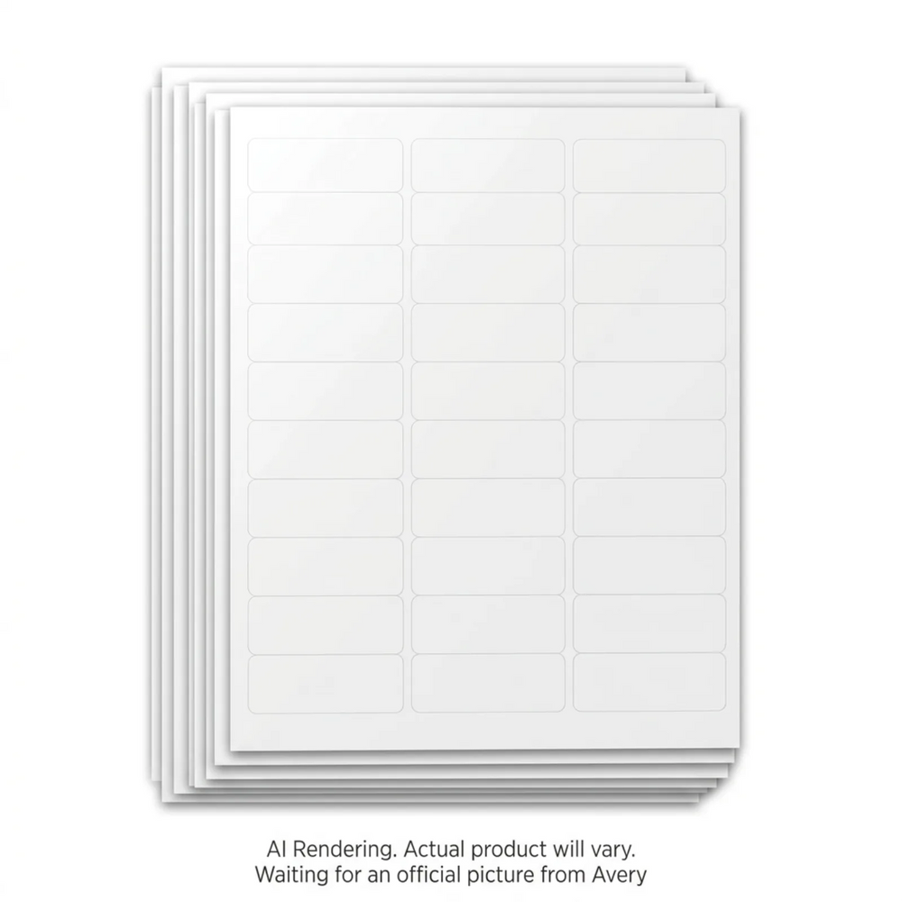 Avery Laser/Inkjet Glossy White Labels, 1" x 2-5/8", Permanent, 6 sheets/pkg, 180 labels/pkg