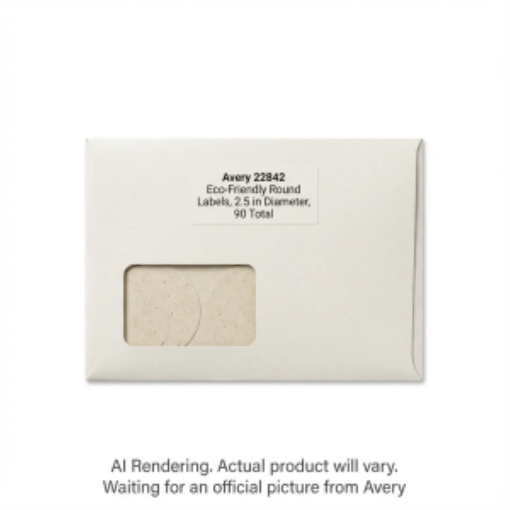 Avery Laser/Inkjet Hemp Labels, 2½" Diam., Permanent, 10 sheets/env, 90 labels/env