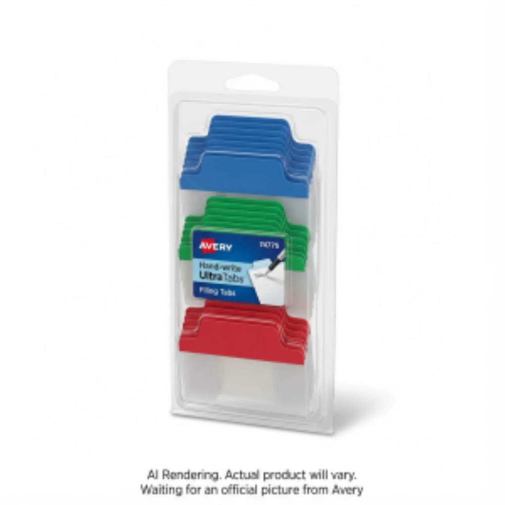 Avery Hand-write UltraTabs Filing Tabs, Primary Colours, Blue, Green, Red, 24 pack