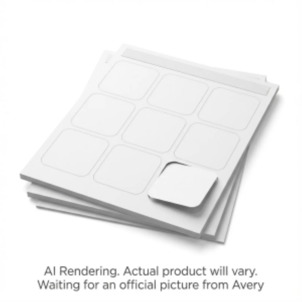 Avery Laser/Inkjet Square Business Cards w Rounded Corners, Matte White, 2½ x 2½", 20 sheets/env, 180 cards/env