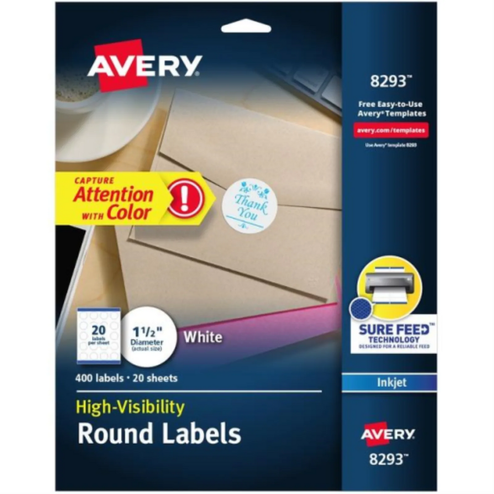 8293 HIGH VISIBILITY, 1 1/2" DIAMETER ROUND, WHITE, PERMANEN