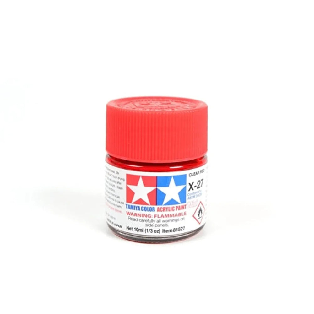 Tamiya Acrylic X-27 Clear Red Mini Bottle 10mL (1/3oz)