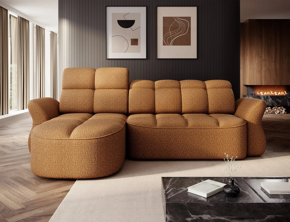 Canapé-lit causeuse Beneth avec rangement - Brun moka