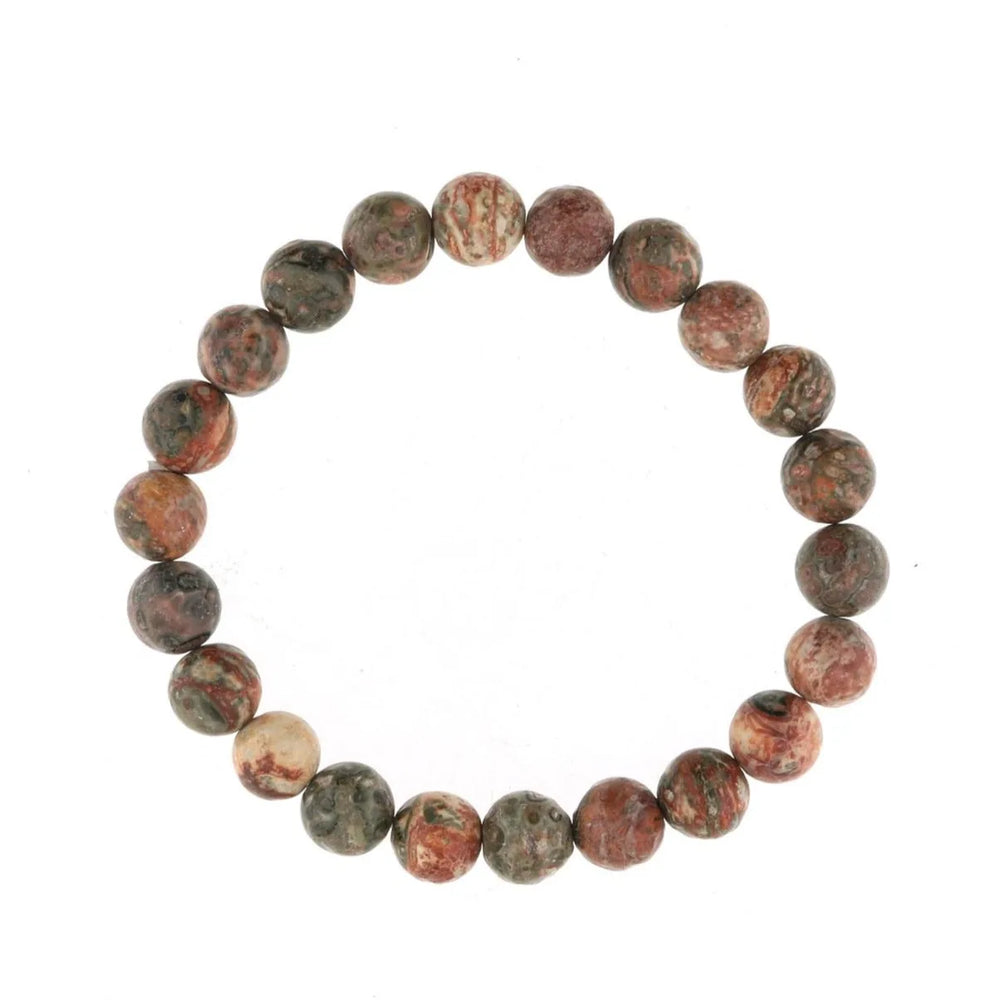 Bracelet Rond Jaspe Rouge Léopard - Perles de 8 mm