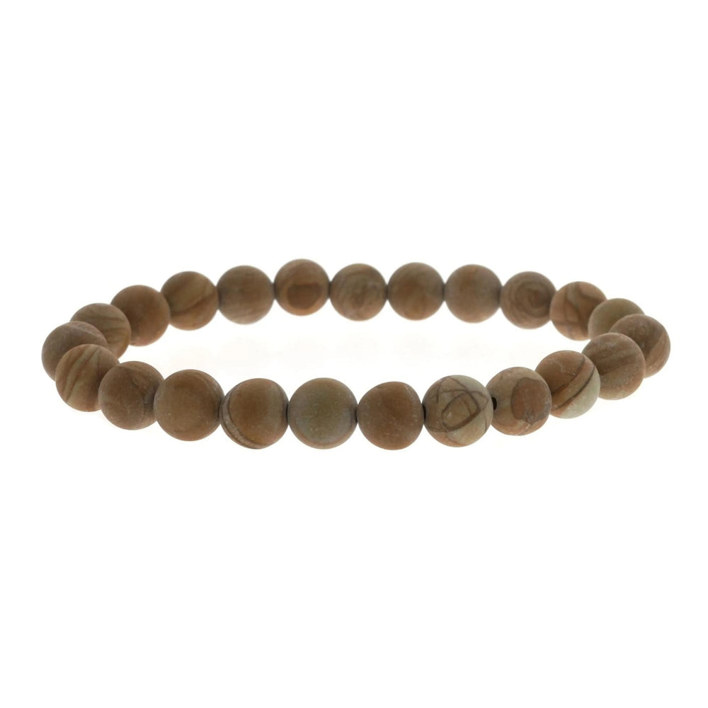 Bracelet Rond Bois Jaspe Mat - 8mm