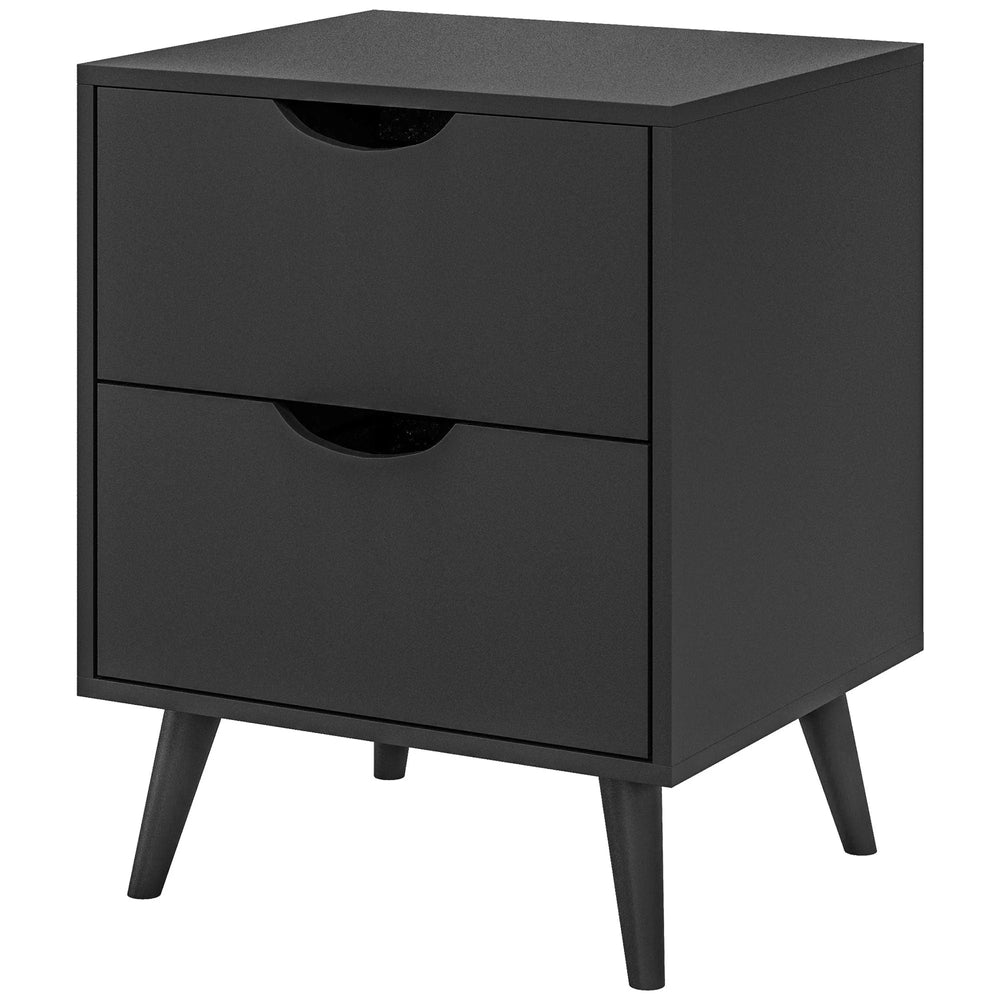 Table de chevet Jesse avec 2 tiroirs et pieds en bois de pin - Noir