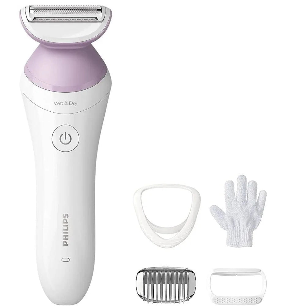 PHILIPS BRL136/00 Rasoir pour femme Série 6000, sans fil, usage humide et sec, 4 accessoires