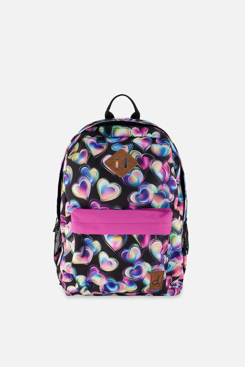 Sac à dos pour enfants noir imprimé cœurs