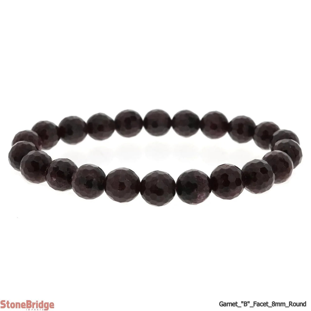 Garnet B Faceted Round Bracelet - 8mm