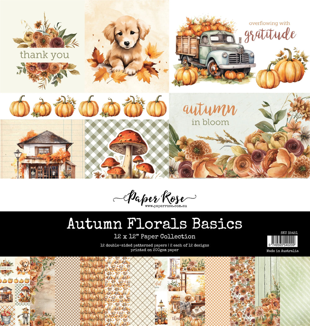Collection de papier 12x12 Motifs Floraux d'Automne Basiques 35451