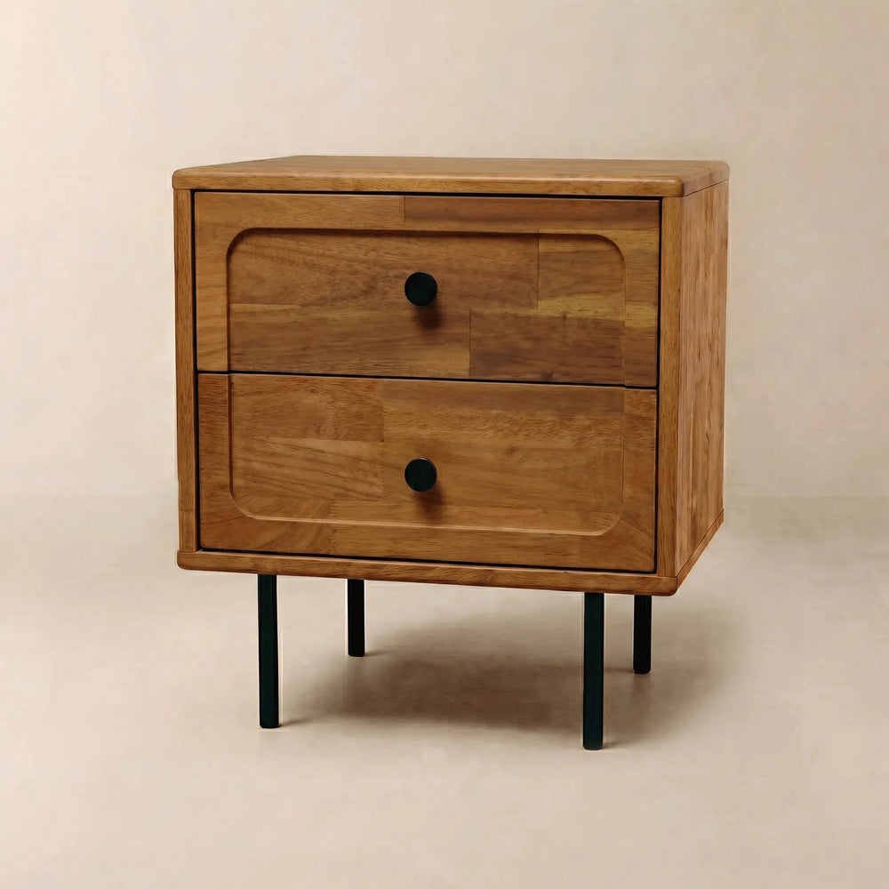 Savana Two Drawers Solid Wood Nightstand