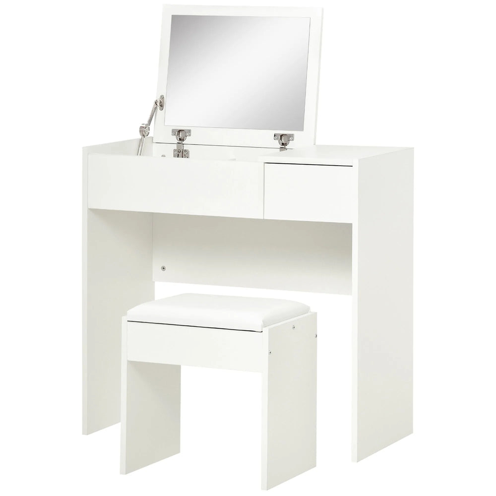 Mia Modern Vanity Set with Flip Top Mirror-White