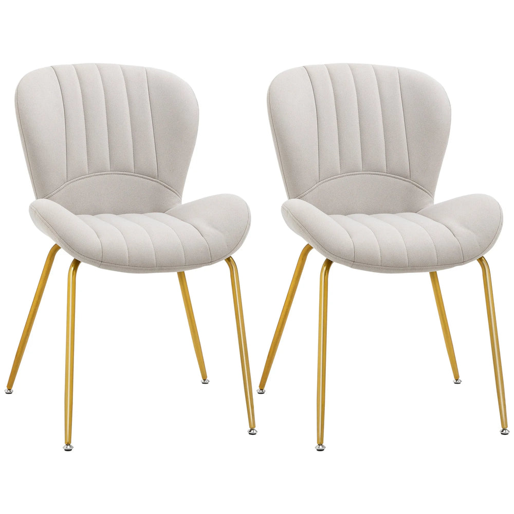 Lux Modern Dining Chairs with Cushioned Backrest-Set of 2-Cream White