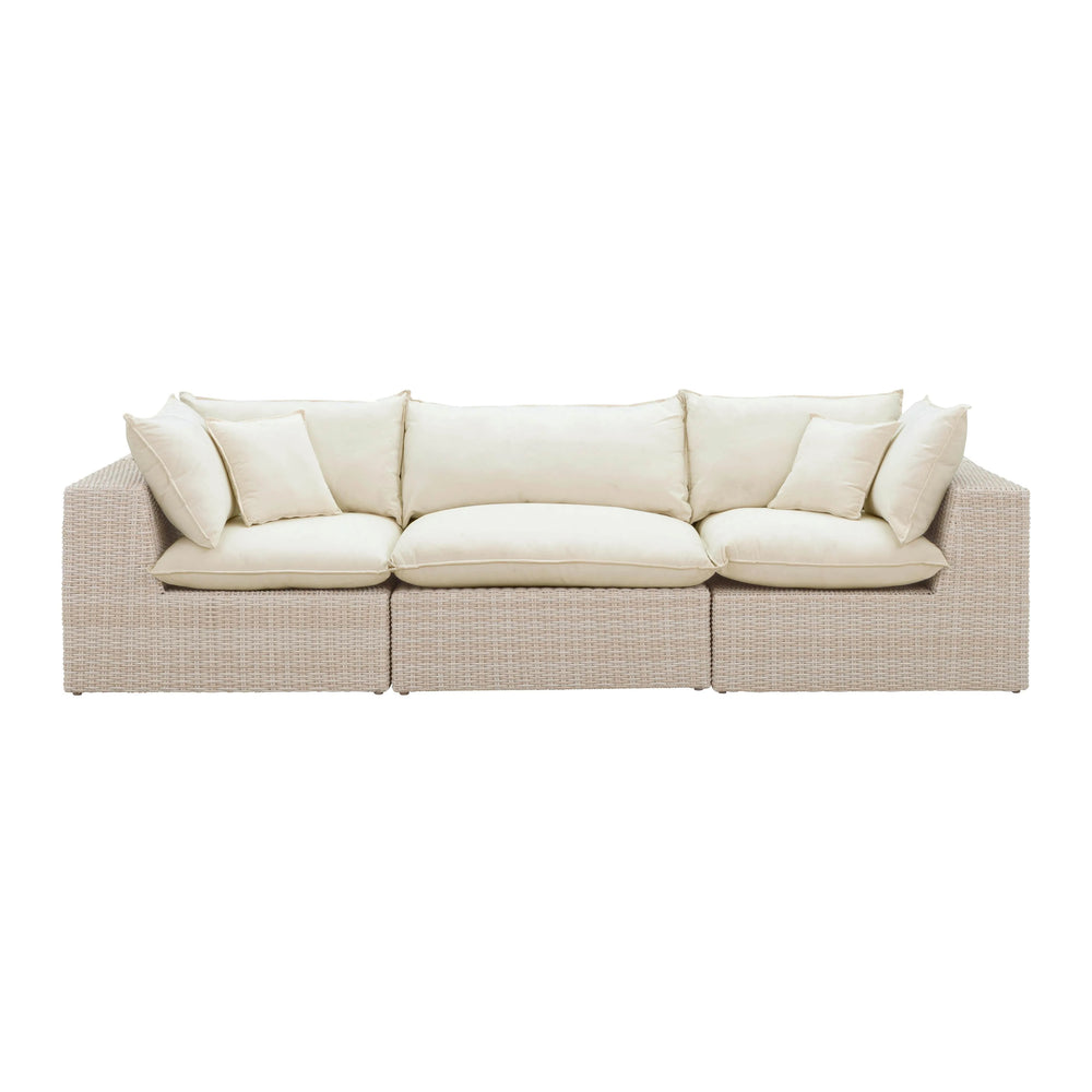Sunbay 3 Seater Outdoor Natural Wicker Modular Sofa - Beige