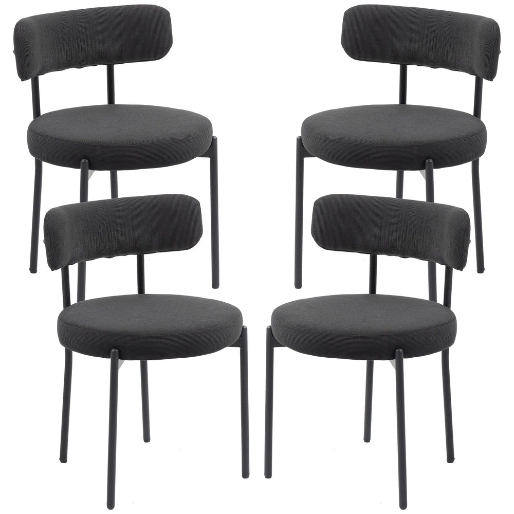 Avery 4 Chaises de Salle à Manger Modernes avec Rembourrage en Velours Côtelé - Noir