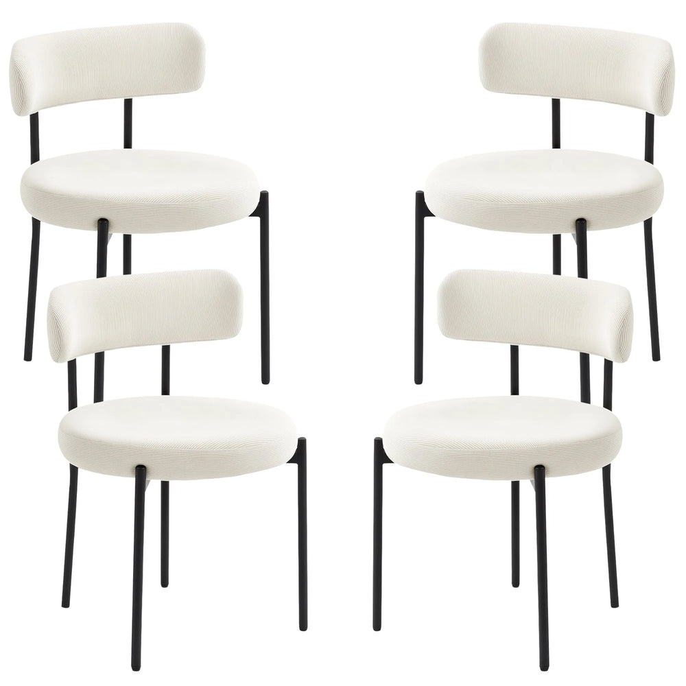 Ensemble de 4 chaises de salle à manger modernes Avery avec revêtement en velours côtelé - Beige