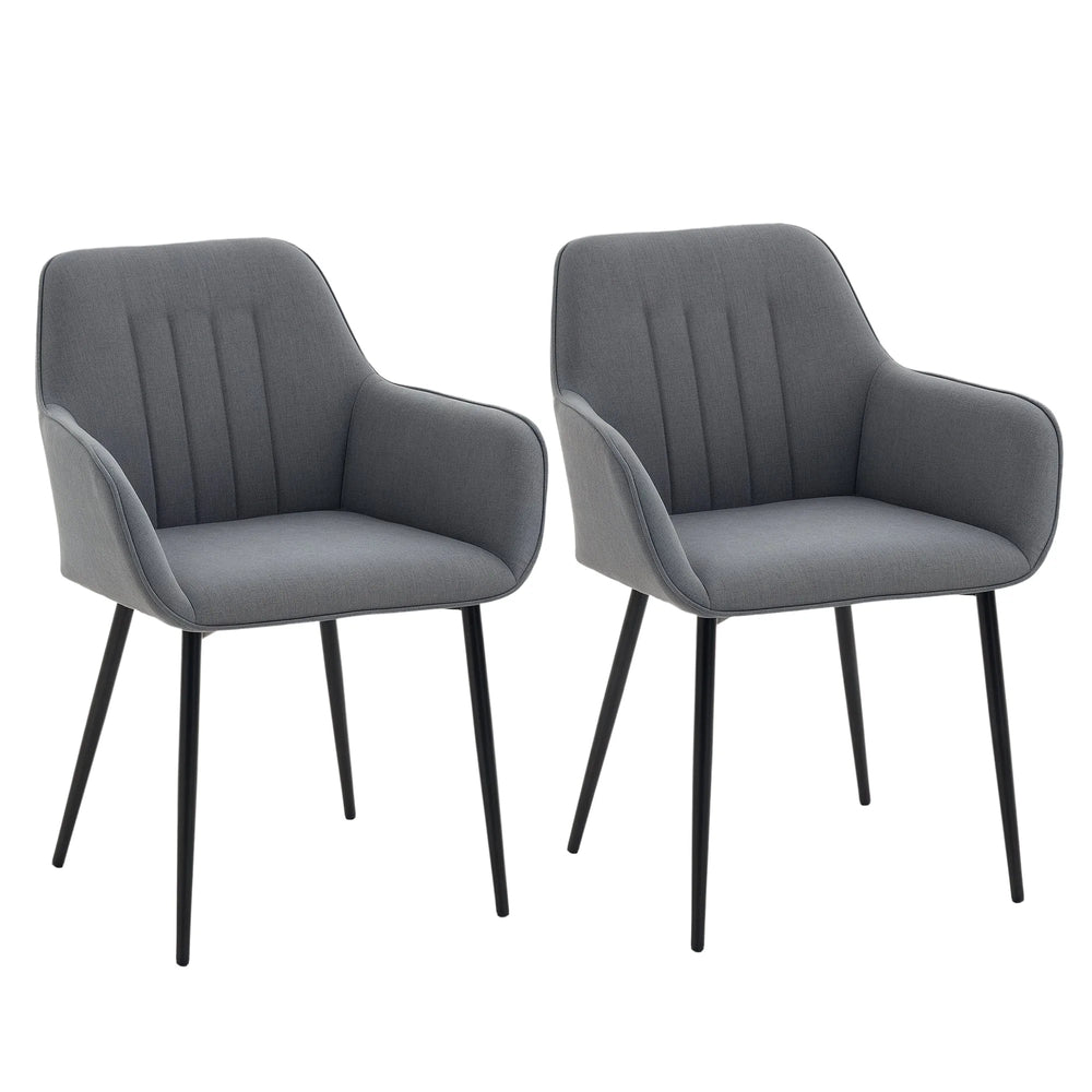 Ensemble de 2 chaises de salle à manger Robbie avec accoudoirs - Gris foncé