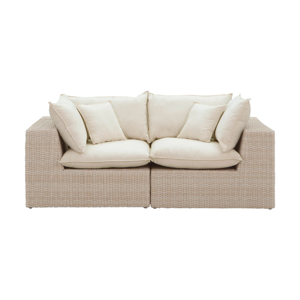 Canapé modulaire d'extérieur Sunbay 2 places en rotin naturel - Beige