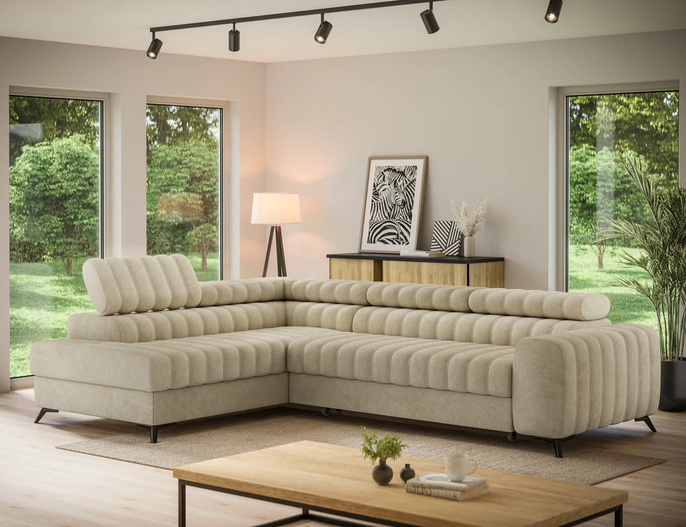 Canapé-lit sectionnel Kanedo avec rangement - Beige