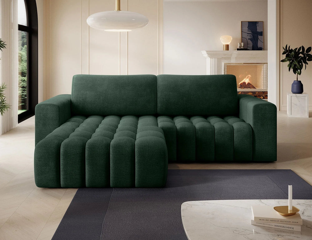 Canapé-lit sectionnel Bonett 4 places avec rangement - Vert foncé