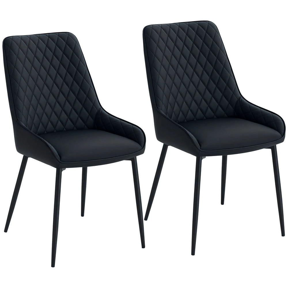 Ensemble de 2 chaises de salle à manger modernes Blake avec capitonnage diamant et pieds en acier - Noir