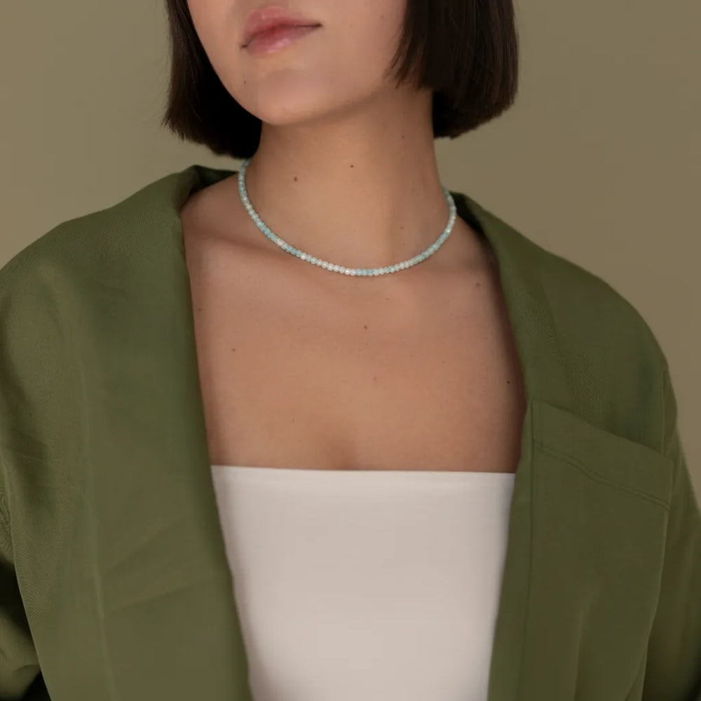 Collier de perles d'aigue-marine – 2-3mm