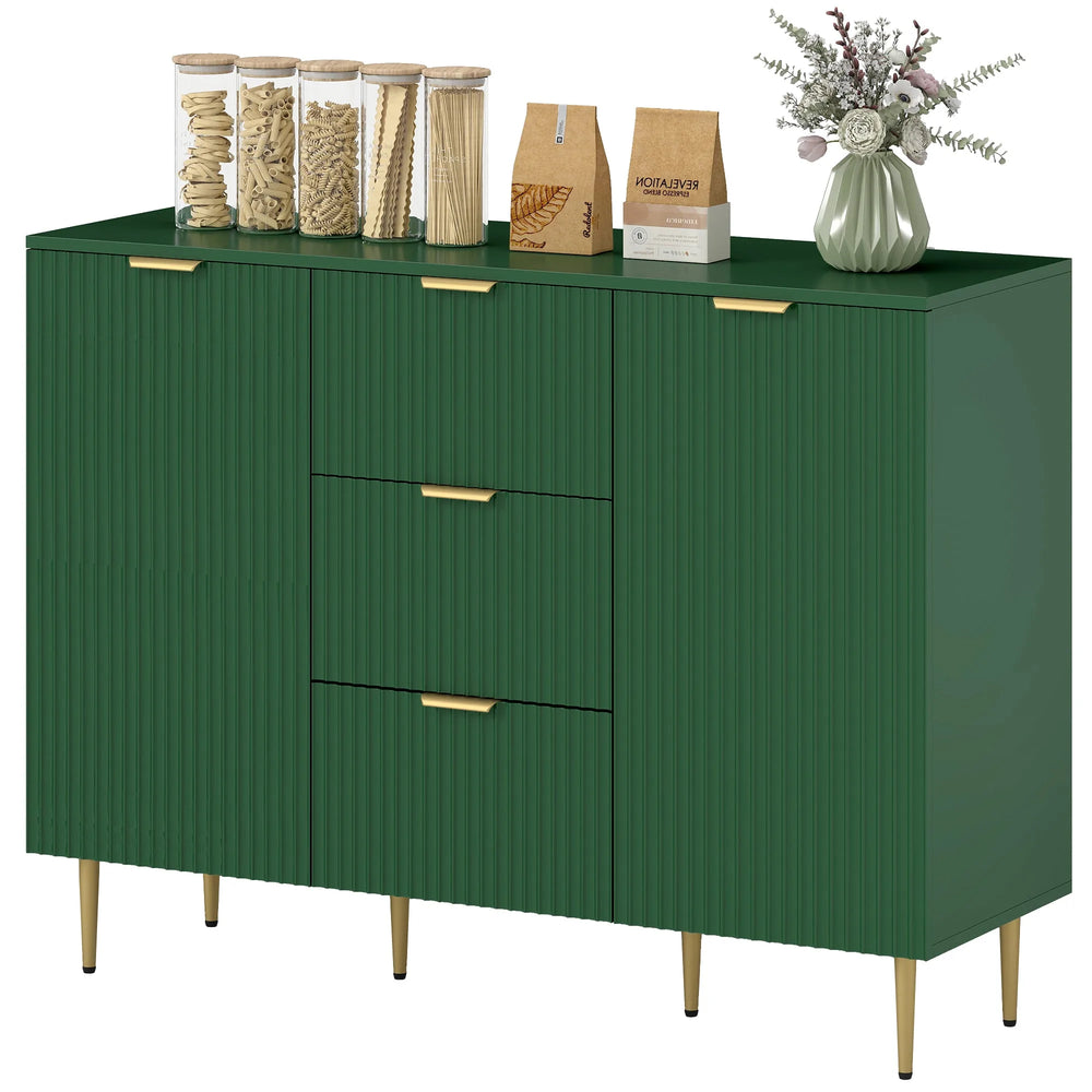 Buffet de cuisine moderne Ellis / Cabinet d'entrée - 3 tiroirs - Vert