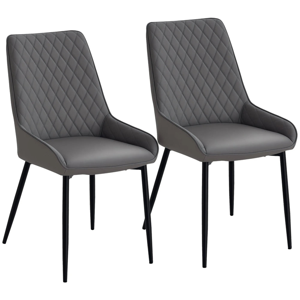 Ensemble de 2 chaises de salle à manger modernes Blake avec capitonnage diamant et pieds en acier - Gris