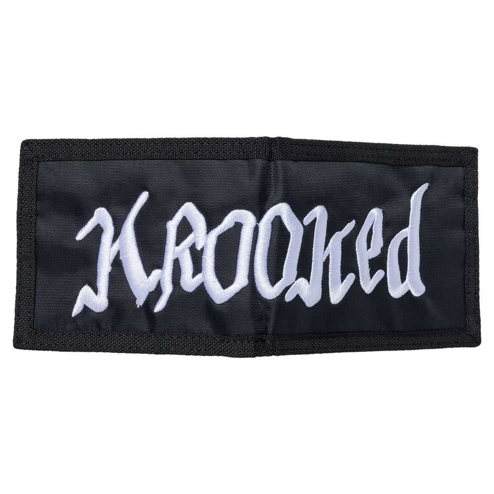 Krooked 'Double OK Script' Bi-Fold Wallet - Black/Blue