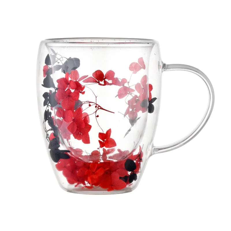 Tasse à café à double paroi avec motif floral 12 oz - 1 pièce