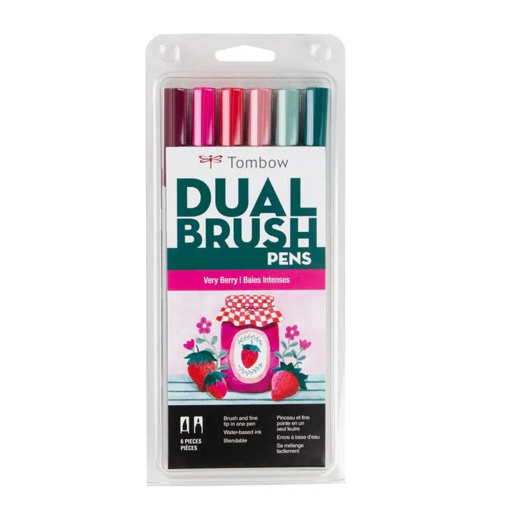 Tombow - Marqueurs d'art Dual Brush Pen, Baies acidulées, Ensemble de 6