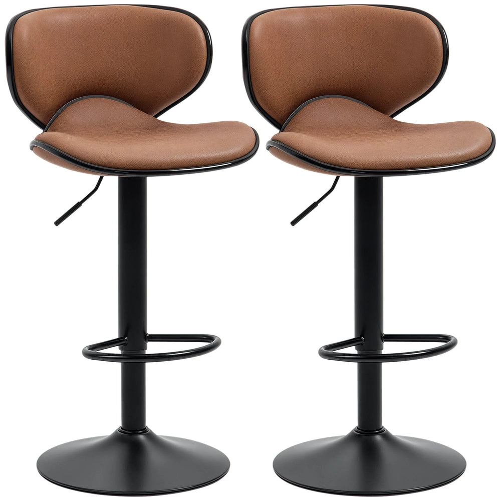 Ensemble de 2 tabourets Anna Vintage réglables pour comptoir/bar avec siège pivotant - Brun