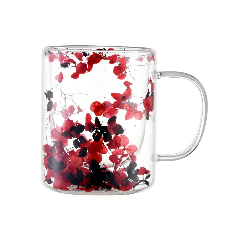 Tasse à café à double paroi avec motif floral 8 oz - 1 pièce