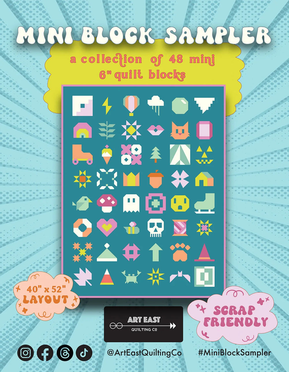 Mini Block Sampler - A Collection Of 48 Mini 6"Quilt Blocks - Art East Quilting Co.