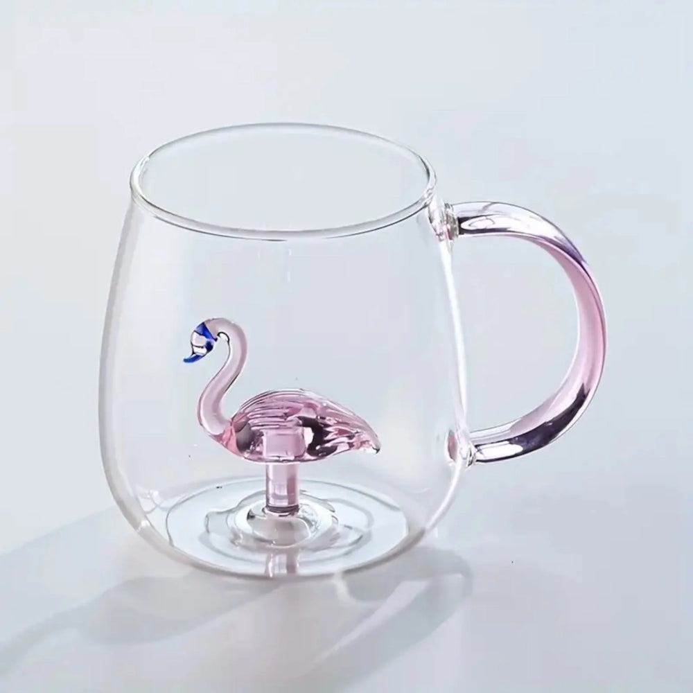 Flamingo Borosilicate Glass Mug 13.5 oz - 1Piece