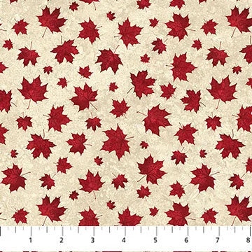 Oh Canada 14 - Stonehenge - Two Tone Leaves Cream/Red - 29020-12