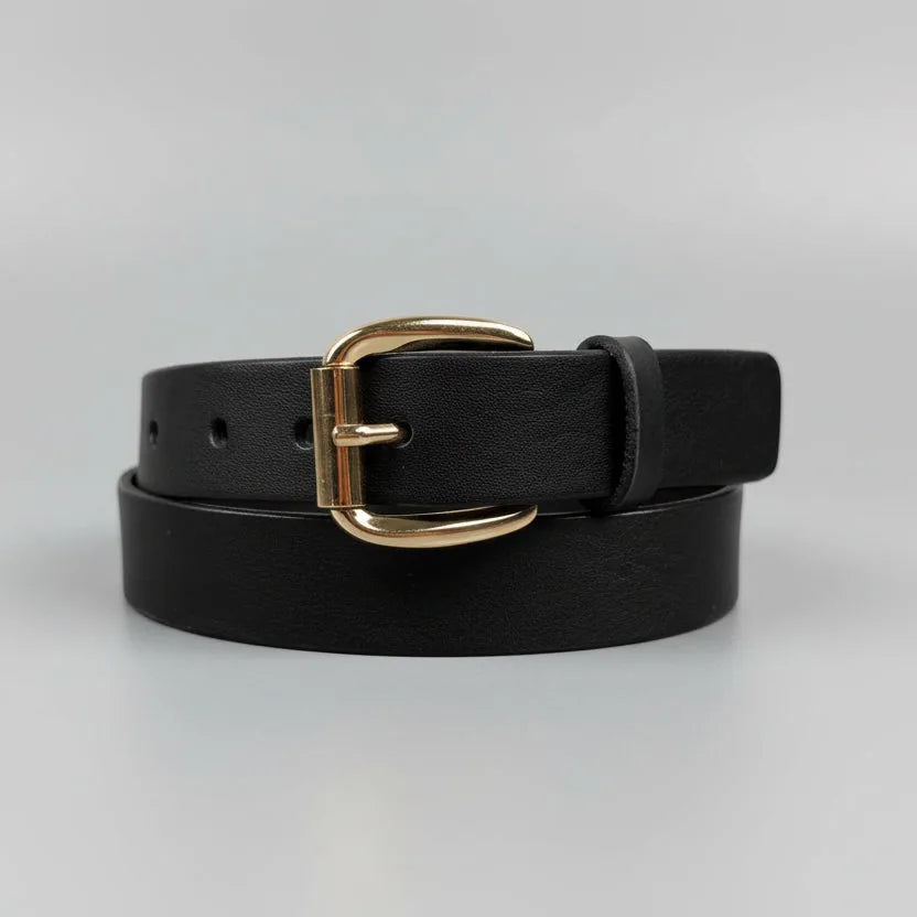 Keldon Women’s Italian Leather Belt with Rose Gold Roller Buckle