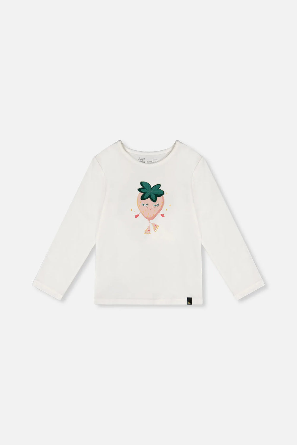 Long Sleeve Organic Cotton Strawberry T-Shirt Off White