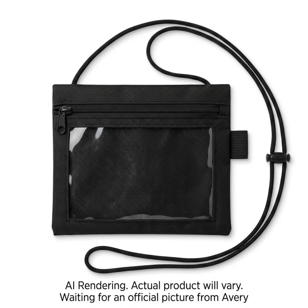 Zippered Name Tag Pouches, Black, 10/pkg